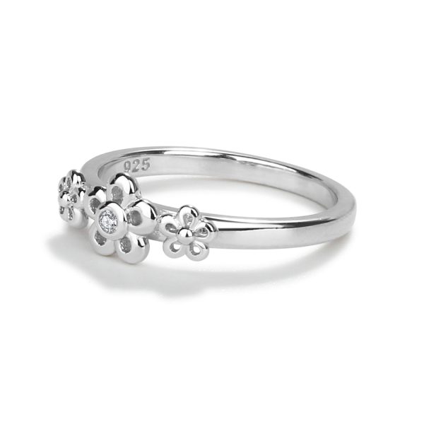 Sterling Silver Baby Ring with Daisy Flowers for Girls