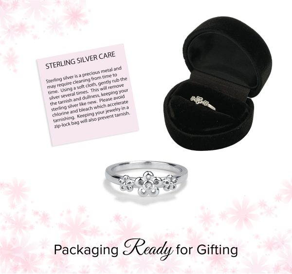 Sterling Silver Baby Ring with Daisy Flowers for Girls