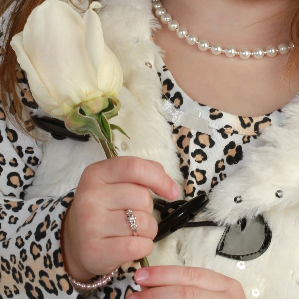 Sterling Silver Baby Ring with Daisy Flowers for Girls