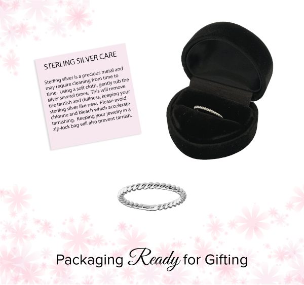 Sterling Silver Twisted Rope Baby Ring for Kids and Women