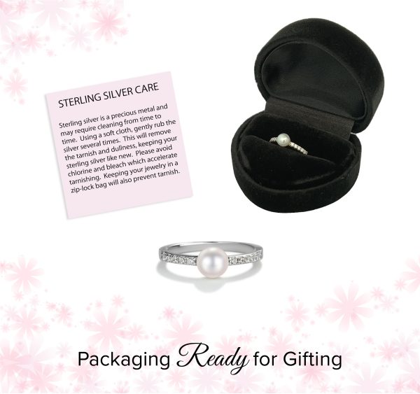 Sterling Silver Pearl Baby Ring with CZs for Kids
