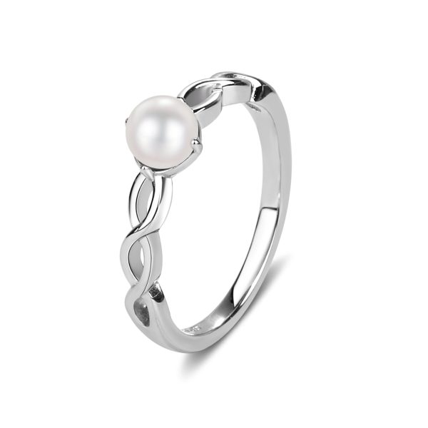 Sterling Silver Pearl Baby Ring with Twisted Band for Little Girls
