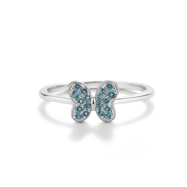 Sterling Silver Pink Butterfly Ring with CZs for Kids