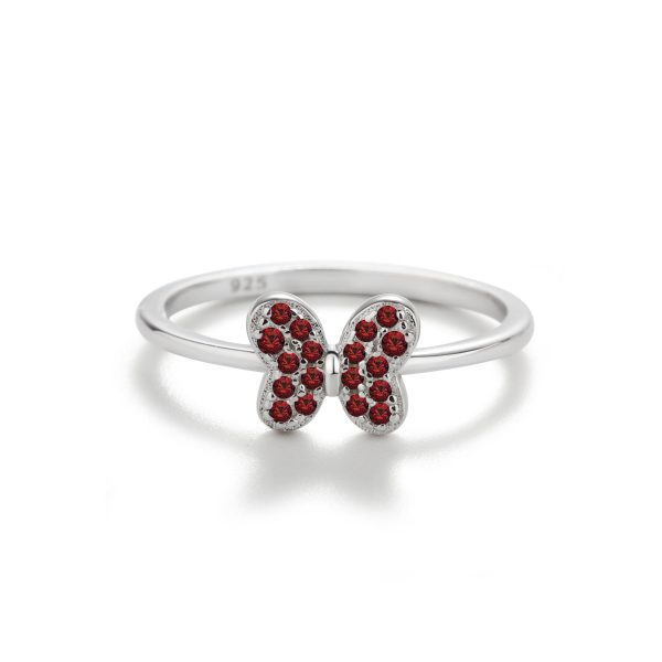 Sterling Silver Pink Butterfly Ring with CZs for Kids