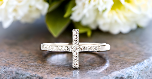 Sterling Silver Cross CZ Baby Ring for Kids