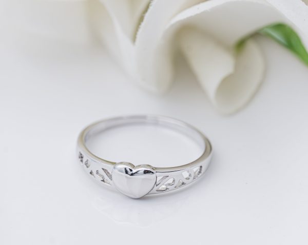 Sterling Silver Baby Ring with Heart Embellishment for Girls