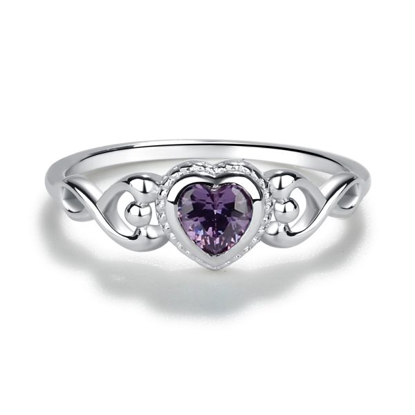 Sterling Silver Heart Birthstone Baby Ring for Kids