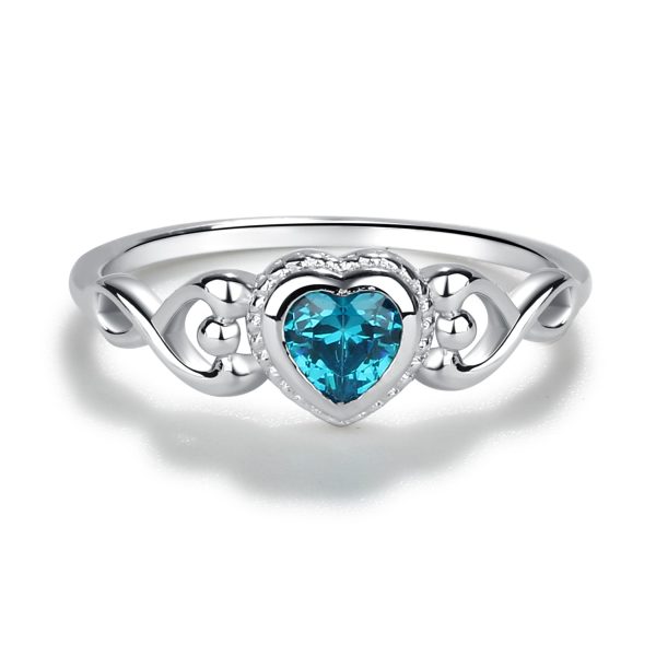 Sterling Silver Heart Birthstone Baby Ring for Kids