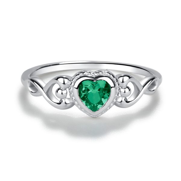 Sterling Silver Heart Birthstone Baby Ring for Kids