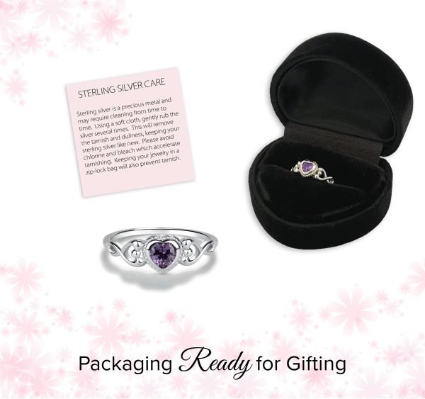 Sterling Silver Ruby Heart Baby Ring for Girls