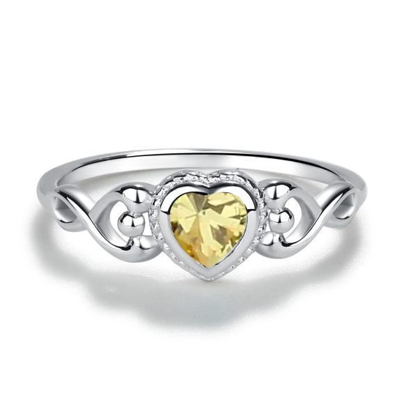 Sterling Silver Heart Birthstone Baby Ring for Kids