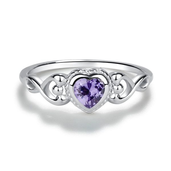 Sterling Silver Heart Birthstone Baby Ring for Kids