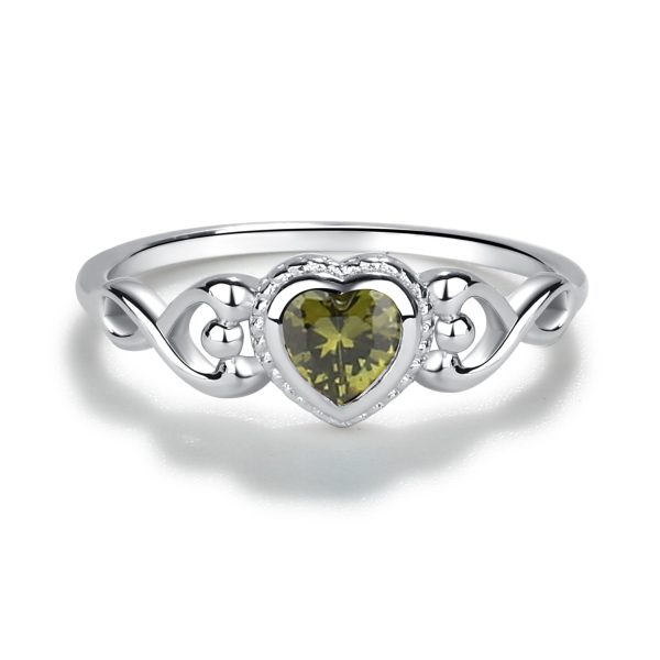 Sterling Silver Heart Birthstone Baby Ring for Kids