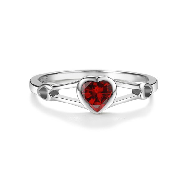 Sterling Silver Open Heart Birthstone Baby Ring for Kids