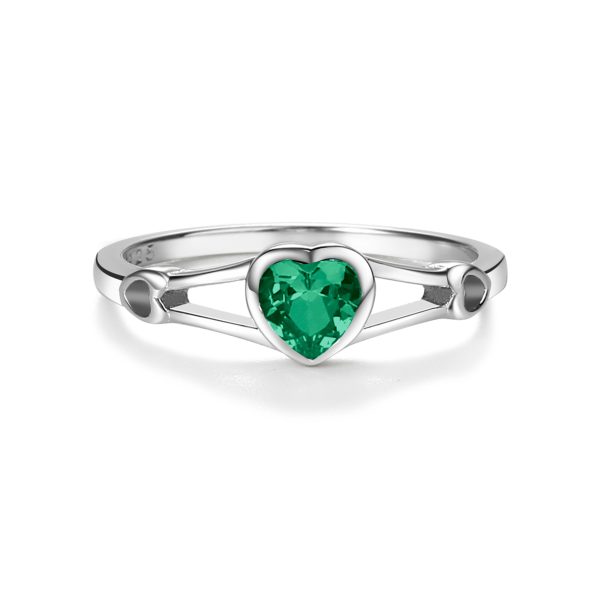 Sterling Silver Open Heart Birthstone Baby Ring for Kids