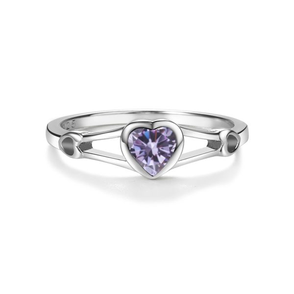Sterling Silver Open Heart Birthstone Baby Ring for Kids