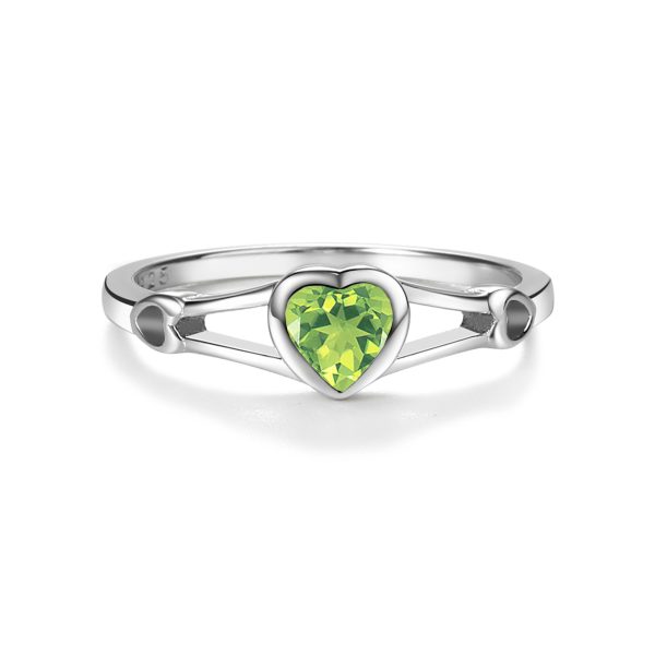 Sterling Silver Open Heart Birthstone Baby Ring for Kids