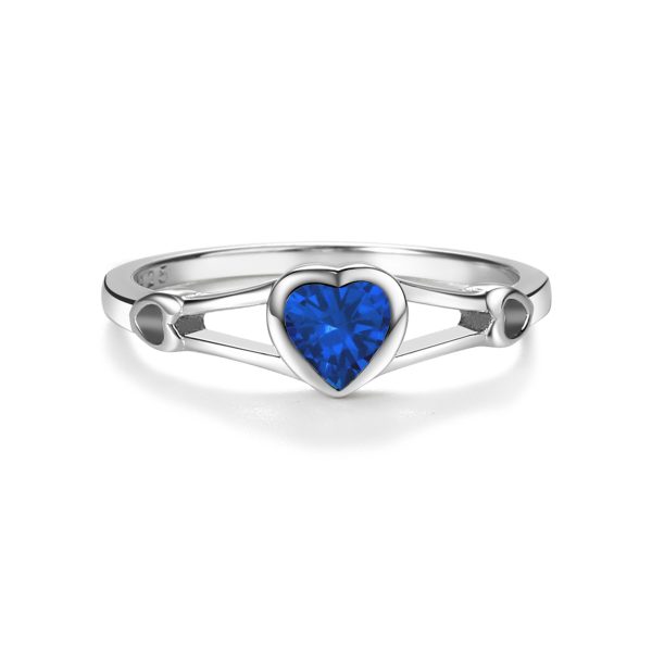 Sterling Silver Open Heart Birthstone Baby Ring for Kids