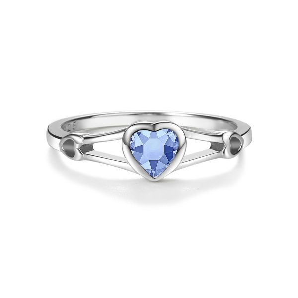 Sterling Silver Open Heart Birthstone Baby Ring for Kids