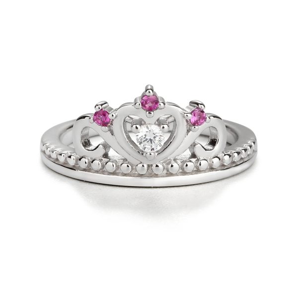 Sterling Silver Tiara Baby Ring with CZs for Kids