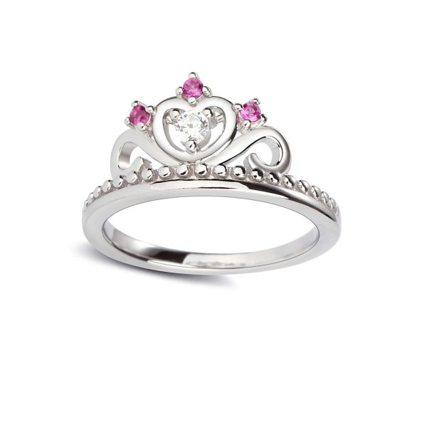 Sterling Silver Tiara Baby Ring with CZs for Kids