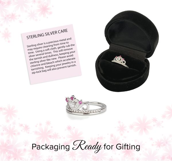 Sterling Silver Tiara Baby Ring with CZs for Kids