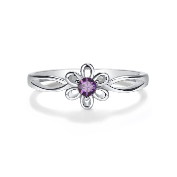 Sterling Silver Daisy Birthstone Baby Ring for Kids