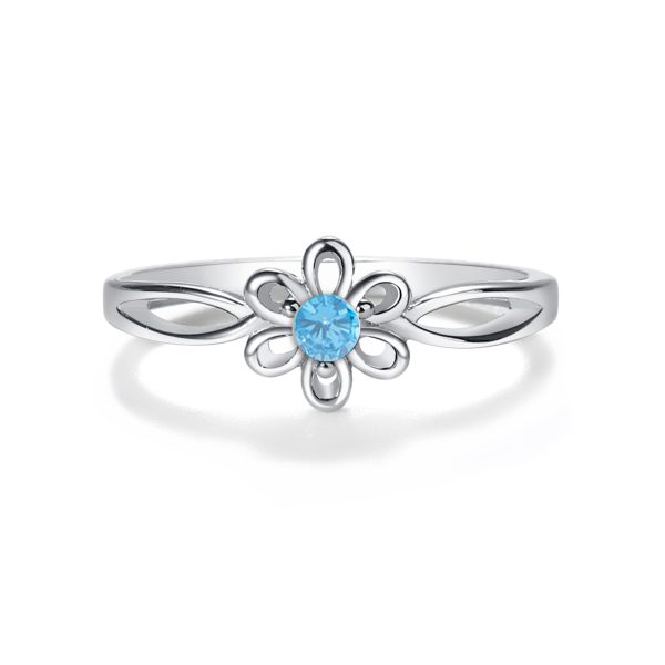 Sterling Silver Daisy Birthstone Baby Ring for Kids