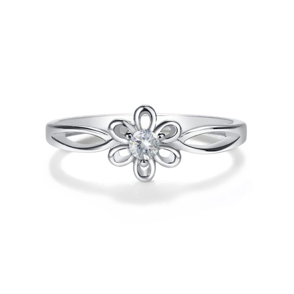 Sterling Silver Daisy Birthstone Baby Ring for Kids
