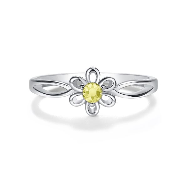 Sterling Silver Daisy Birthstone Baby Ring for Kids