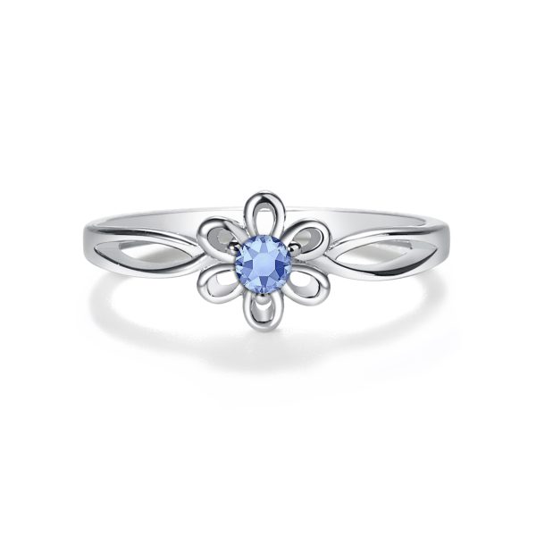 Sterling Silver Daisy Birthstone Baby Ring for Kids