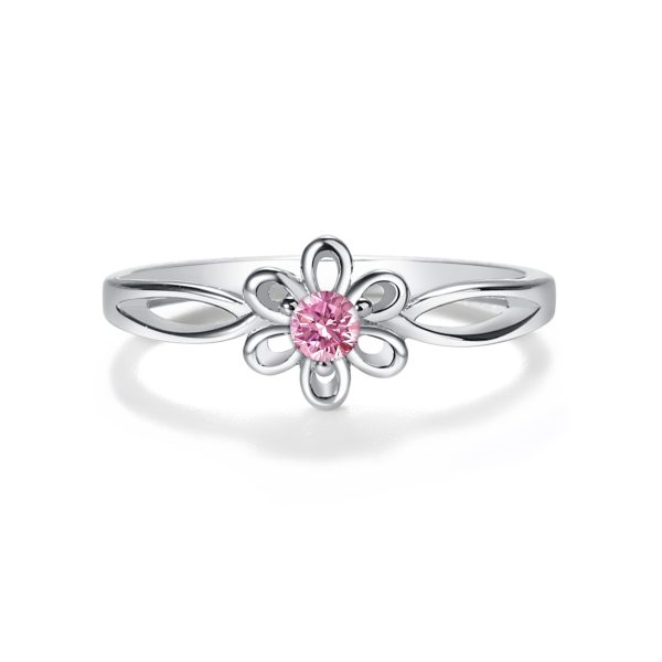 Sterling Silver Daisy Birthstone Baby Ring for Kids