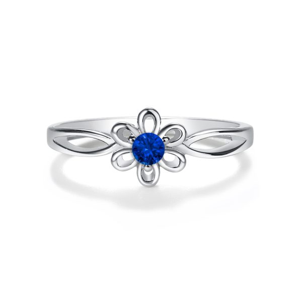 Sterling Silver Daisy Birthstone Baby Ring for Kids