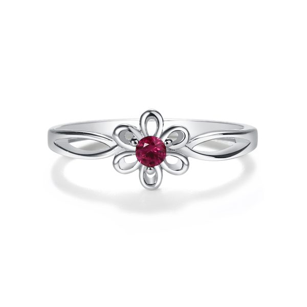 Sterling Silver Daisy Birthstone Baby Ring for Kids