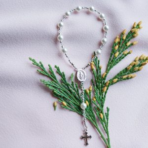 Sterling Silver White Baby Rosary Baptism Gift - Cherished Moments Jewelry