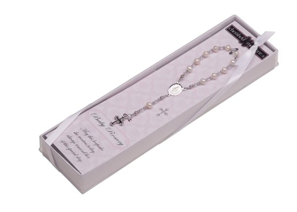 Sterling Silver White Baby Rosary Baptism Gift - Cherished Moments Jewelry