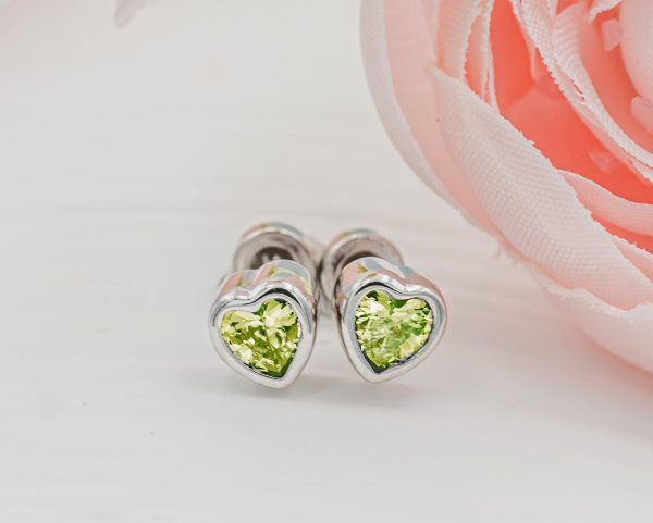 Sterling Silver Birthstone Heart Earrings for Babies and Girls