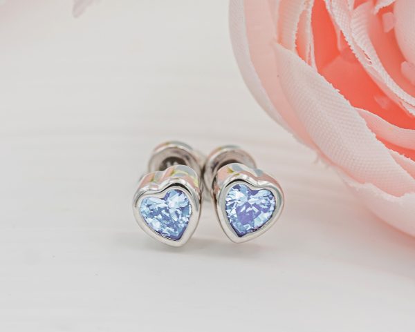 Sterling Silver Birthstone Heart Earrings for Babies and Girls