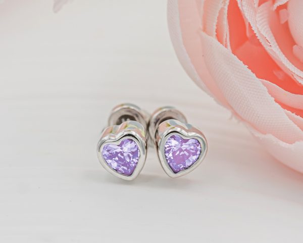 Sterling Silver Birthstone Heart Earrings for Babies and Girls