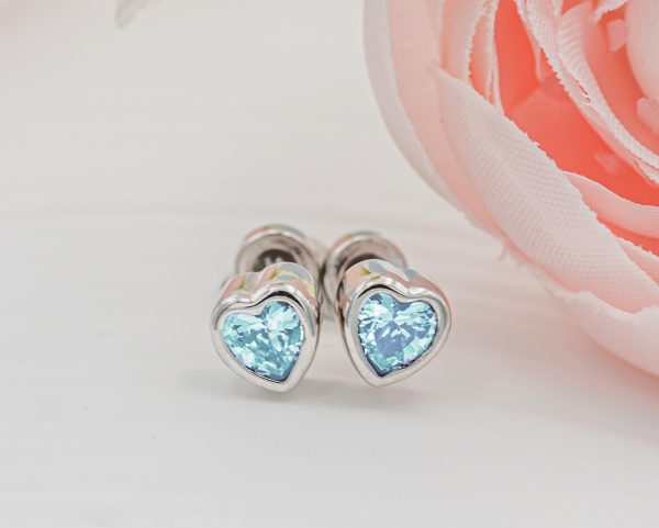 Sterling Silver Birthstone Heart Earrings for Babies and Girls