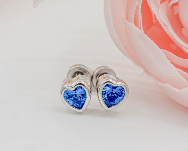 Sterling Silver Birthstone Heart Earrings for Babies and Girls