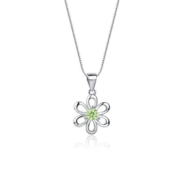 Sterling Silver Birthstone Daisy Flower Necklace for Little Girls
