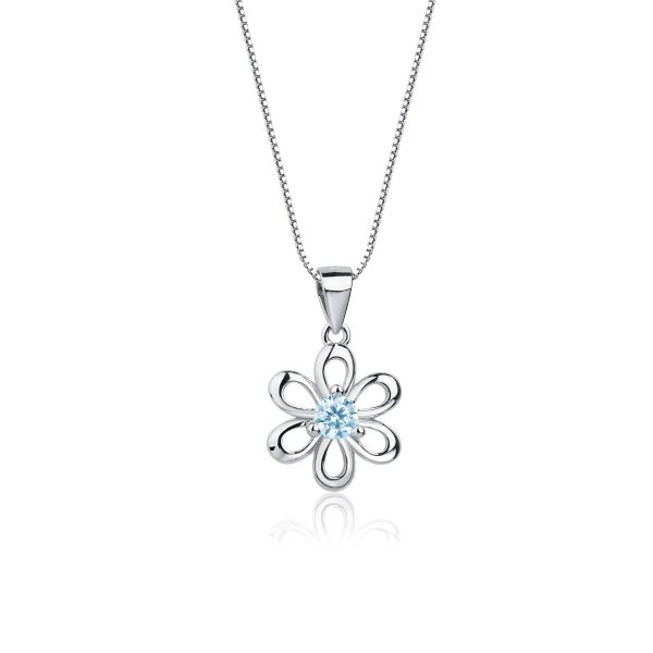 Sterling Silver Birthstone Daisy Flower Necklace for Little Girls