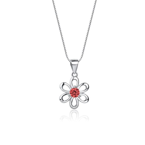Sterling Silver Birthstone Daisy Flower Necklace for Little Girls