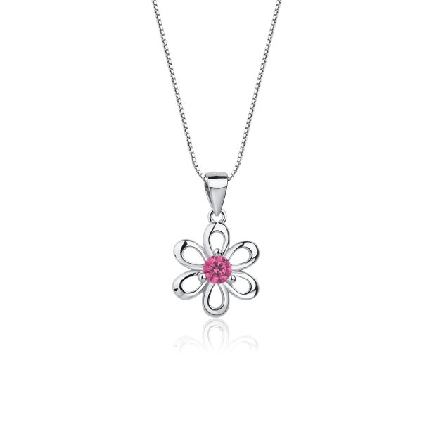 Sterling Silver Birthstone Daisy Flower Necklace for Little Girls