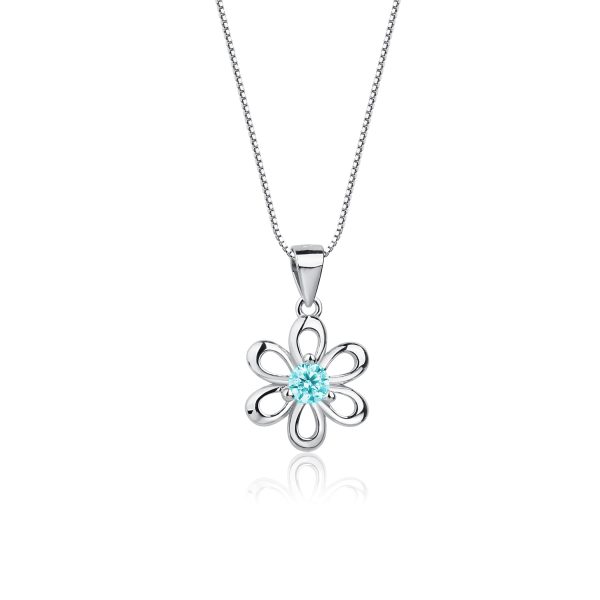 Sterling Silver Birthstone Daisy Flower Necklace for Little Girls