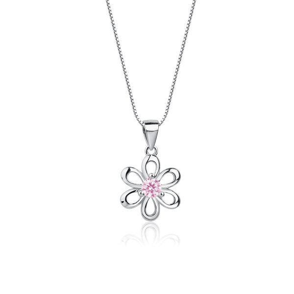 Sterling Silver Birthstone Daisy Flower Necklace for Little Girls