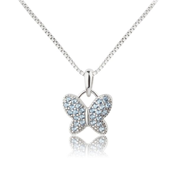 Sterling Silver Butterfly Birthstone Necklace for Little Girls