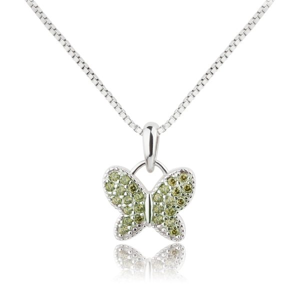 Sterling Silver Butterfly Birthstone Necklace for Little Girls