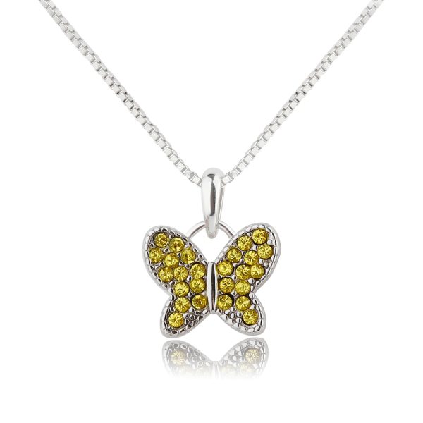 Sterling Silver Butterfly Birthstone Necklace for Little Girls